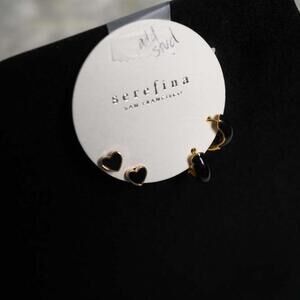 Serefina Gold and Black Heart Earrings